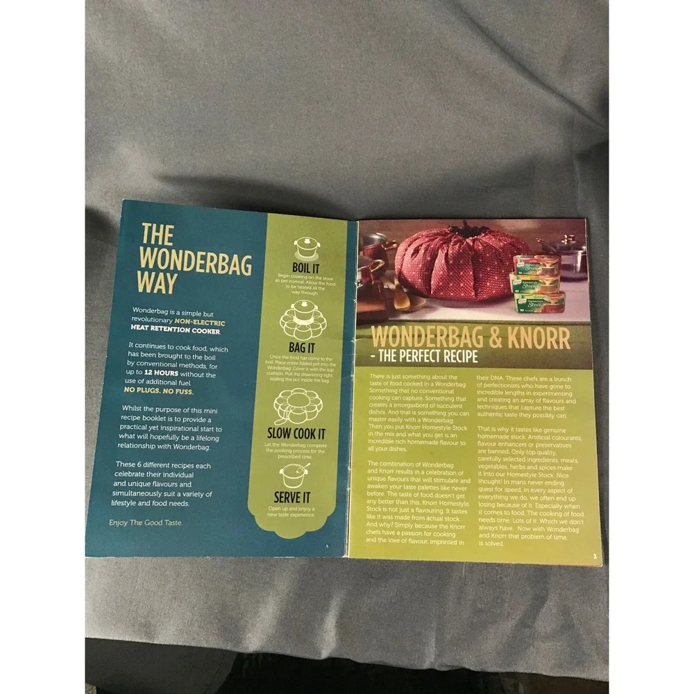 Wonderbag Non-Electric Portable Slow Cooker Red Patterned with Cookbook NEW